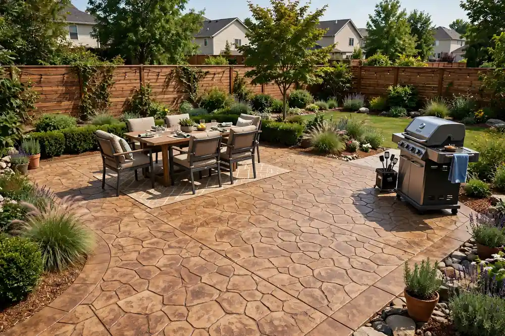 Concrete Cost Per Yard - Finished stamped concrete patio